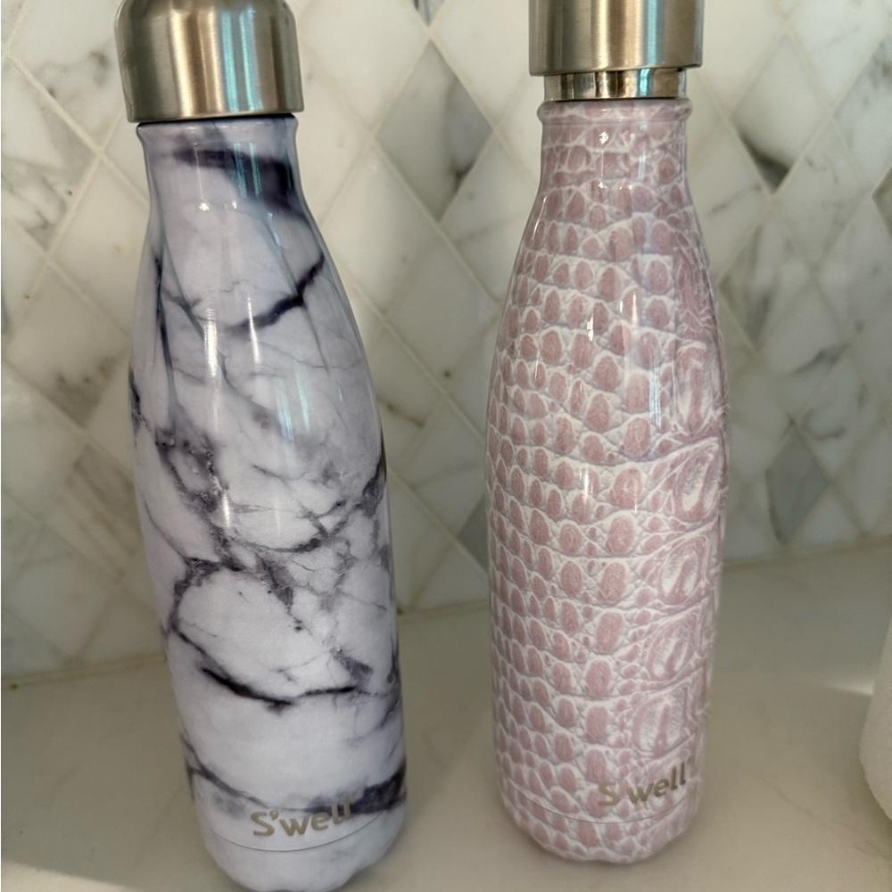 S'well Black Marble and Pink Textured Bottles